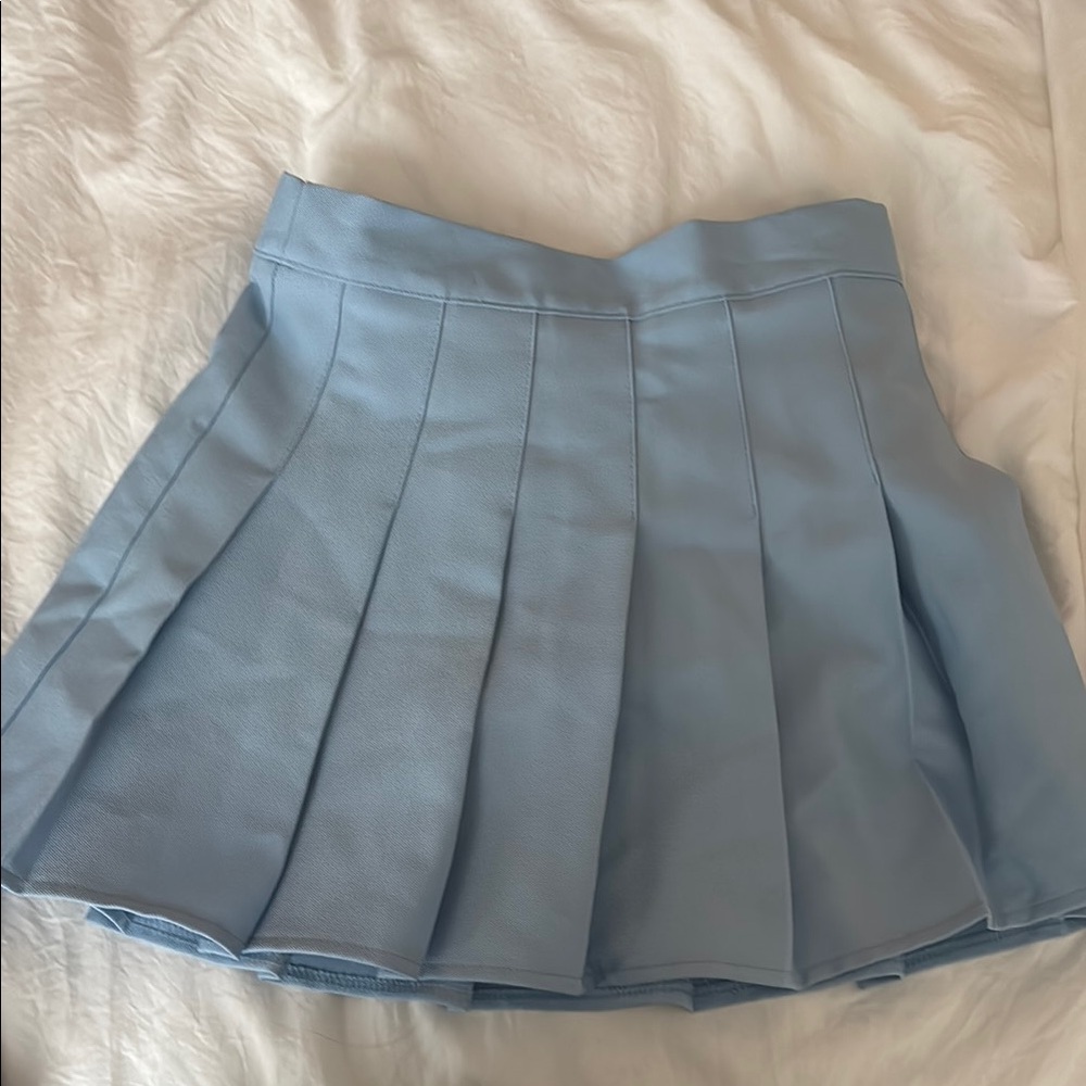 Source Unknown Blue Gray Skater Mini Skirt